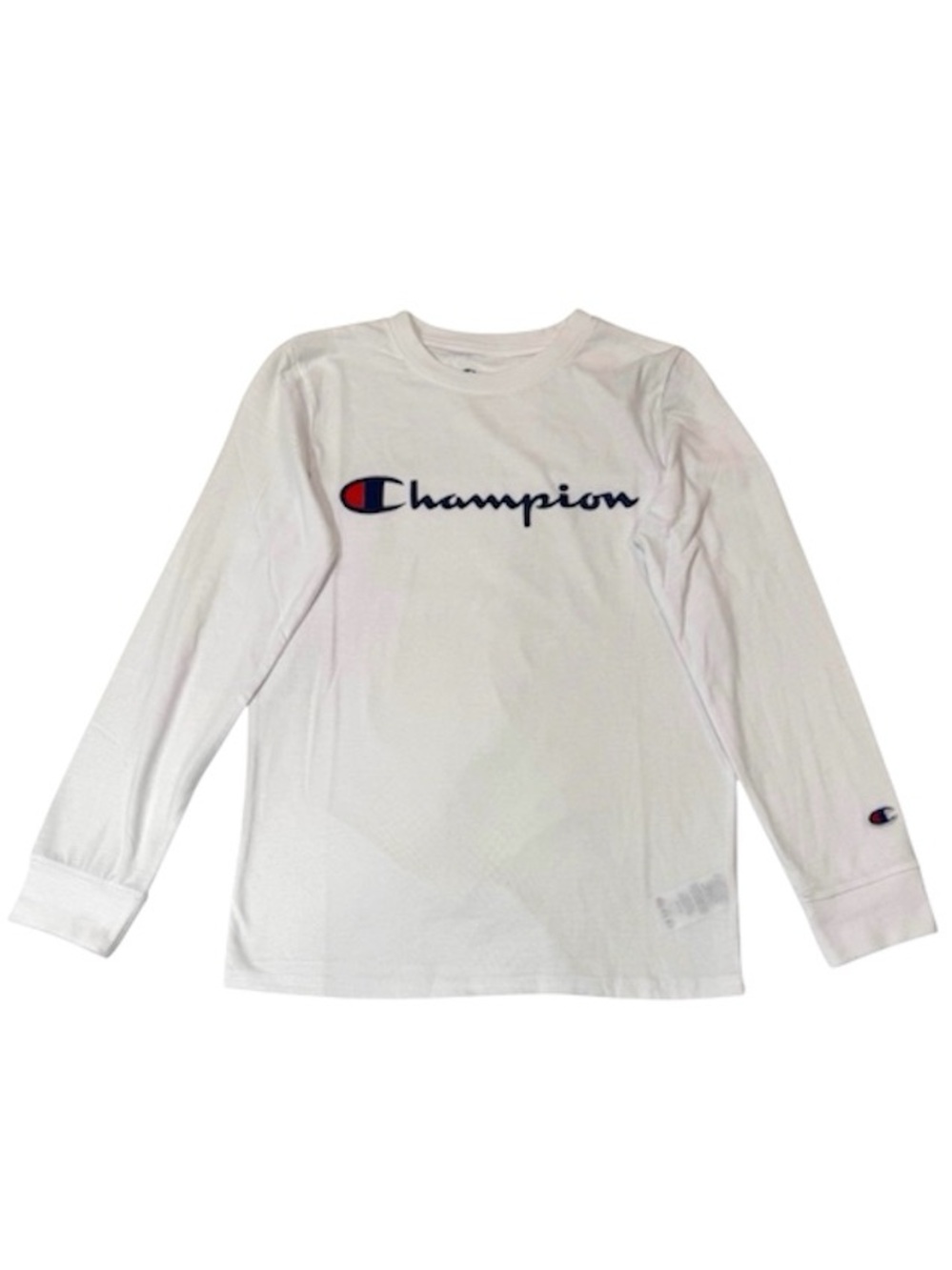 Champion Long Sleeve Logo Tee Womens XS Small White Classic Script Shirt NWT
